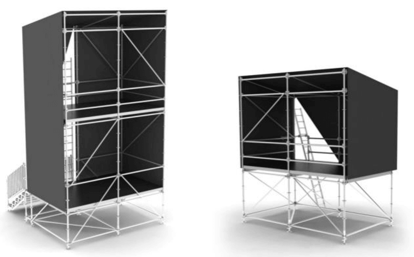 Layher tower frameless corner shower enclosures
