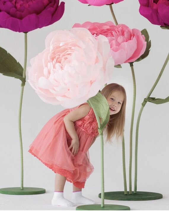 гигантские бумажные цветы. ростовой цветок фото. ростовой пион из гофрированной бумаги. мк ростовой пион из изолона. пион изолон.