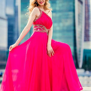 Pink and black evening dress shop